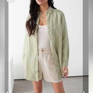 Atelier & Other Stories Oversized Linen Long Sleeve Button Down Shirt Size Small